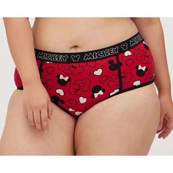 Torrid plus size 1 Disney Mickey Mouse cheeky panty panties red hearts New 1X - Picture 2 of 3